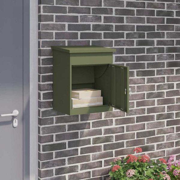 vidaXL Paketdrop-Box Olivgrün 44 x 35 x 59 cm Stahl, 874943