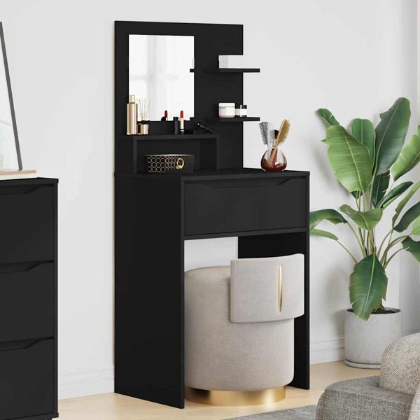 vidaXL Schlafzimmer-Frisiertische mit Regal Schwarz 80 x 39,6 x 135 cm, 888998