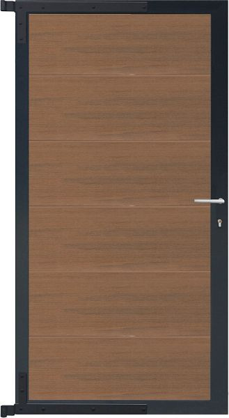 T&J ELZE-Tor-Komplettset, 90 x 173 cm, Füllung teak, Rahmen anthrazit, 44052