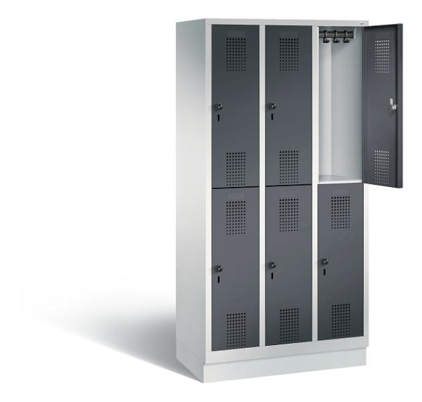 C+P Spind doppelstöckig Evolo, H1800xB900xT500mm, Farbe: Lichtgrau / Schwarzgrau, 48320-30 S10207