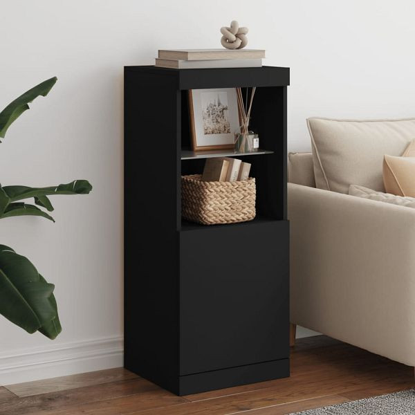 vidaXL Sideboard mit LED-Leuchten Schwarz 41x37x100 cm, 836687