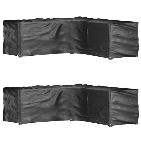 vidaXL Gartenmöbel-Abdeckungen in L-Form 2 Stück 16 Ösen 285x285x90 cm, UV-beständig, 3155374
