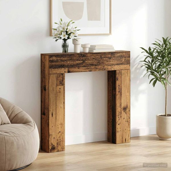 vidaXL Kaminumrandung Altholz 102 x 18 x 100,5 cm Holzwerkstoff, 8006604