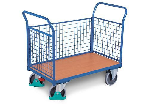 DENIOS Dreiwandwagen DENIOS classic-line, Drahtgitter 50x50mm, TPE, 1000x675 mm, 500kg, 258223