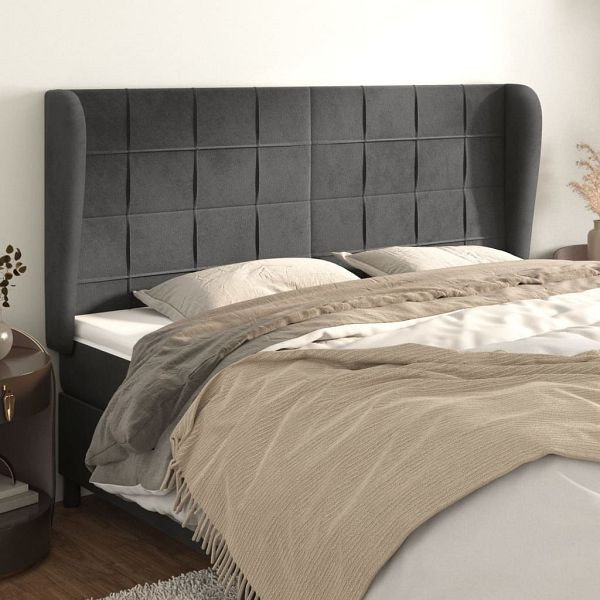 vidaXL Kopfteil mit Ohren Schwarz 163x23x118/128 cm Samt, 3118012
