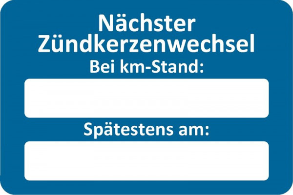 Eichner Kundendienst-Aufkleber, Blau, Text: Nächster Zündkerzenwechsel bei, VE: 250 Stück, 9220-00059