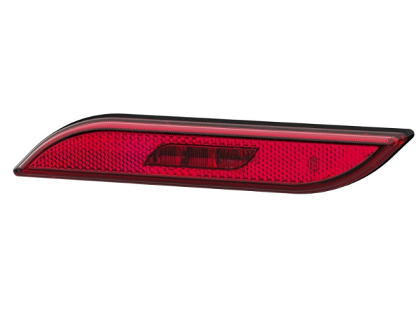 HELLA Seitenmarkierungsleuchte, Shapeline Style, LED, 12/24V, Anbau/geklebt, rot, LED-Lichtfarbe: gelb, 250mm, AMP, 2-polig, links, 2PS 013 307-011
