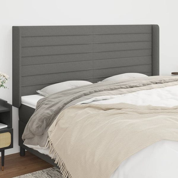 vidaXL Kopfteil mit Ohren Dunkelgrau 163x16x118/128 cm Stoff, 3119727