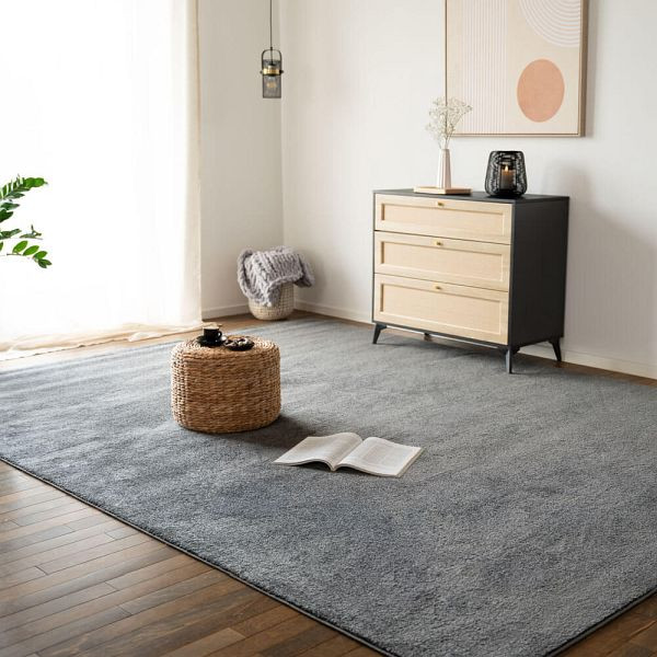 HOME DELUXE Kurzflor Teppich FOFI, 180 x 120 cm Grau, 56174