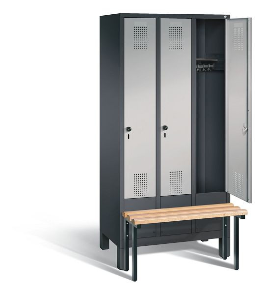 C+P Garderobenschrank Evolo, H1850xB900xT815mm, Farbe: Schwarzgrau / Weißaluminium, 48030-30 S10028