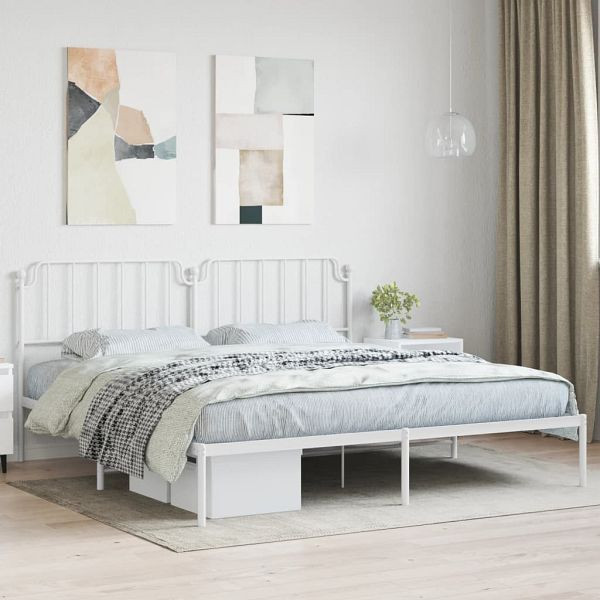 vidaXL Bettgestell mit Kopfteil Metall Weiß 193x203 cm, 373942