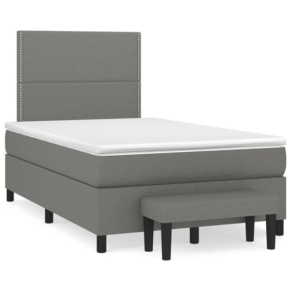 vidaXL Boxspringbett mit Matratze Dunkelgrau 120x190 cm Stoff, 3270349