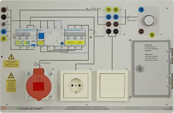 Gossen Metrawatt Installationsboard, Simulierung von Fehlern für Messungen nach Norm, Unterverteilung mit Installationsschaltungen, RCD Typ B, M560B