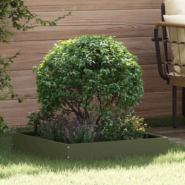 vidaXL Raseneinfassung 6 pcs Olive Grün 60 x 60 x 13 cm Stahl, 874737