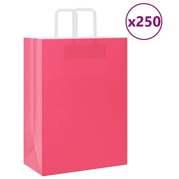 vidaXL Papiertragetaschen 250 Stk. mit Henkeln Rosa 32x17x44 cm, 4101902