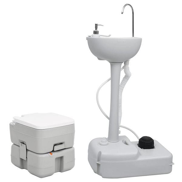vidaXL Tragbare Campingtoilette mit Waschbecken, 3186666