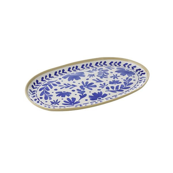 APS Tablett FLORYN - Melamin blau/weiß-beige, 40,5 x 24,5 cm, stapelbar, spülmaschinengeeignet, 85446