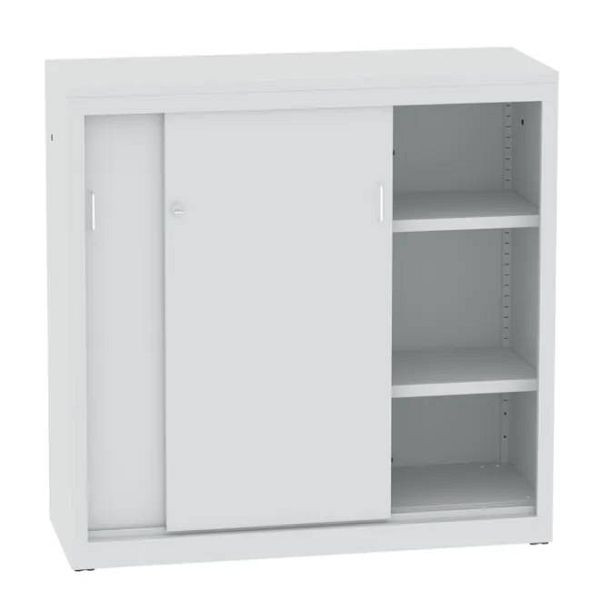 Eurobox Schiebetürenschrank, 3 Reihen von Ordnern / 2 Fachböden, 1.040 x 1.200 x 435 mm, 0650-120202