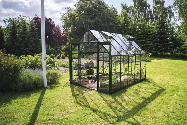 Halls Gewächshaus ICON 8, 8.1 m² Grün mit 3 mm Blankglas, HR01293