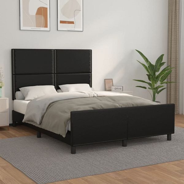 vidaXL Bettgestell mit Kopfteil Schwarz 140x190 cm Kunstleder, 3125506