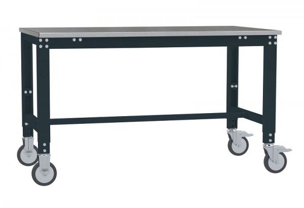 Manuflex Arbeitstisch UNIVERSAL Spezial mobil mit Blechbelagplatte, BxTxH = 1000 x 800 x 752-972 mm, Anthrazit, AU7314.7016