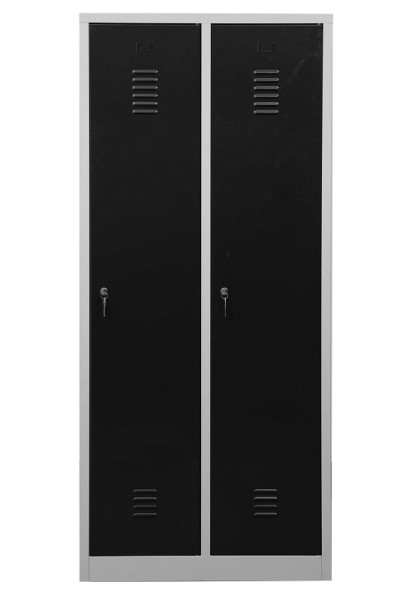 Gürkan Garderobenschrank, 50 x 80 x 180 cm, Lichtgrau, Anthrazit, EU Zylinderschloss, Trennwand innen fest, WRD/2.1880, 112128