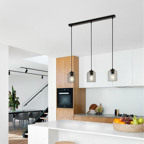 HOME DELUXE Hängeleuchte aus Glas SELINA, Rauchgrau, 61163