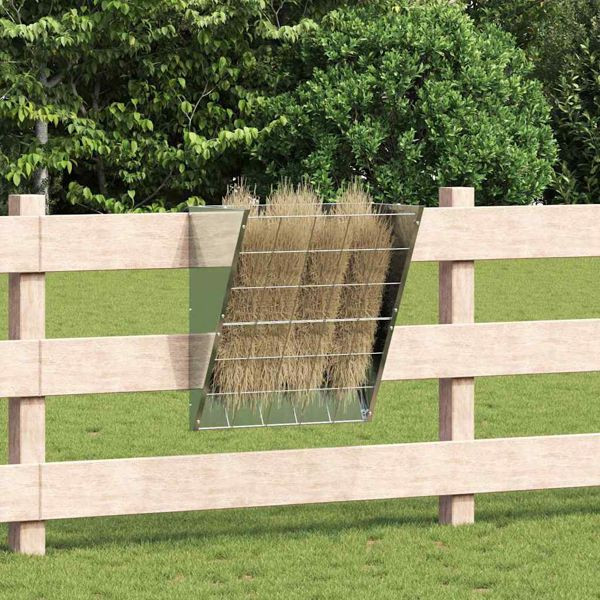 vidaXL Hängender Heufutterspender Silber 61 x 33 x 66 cm, 874635