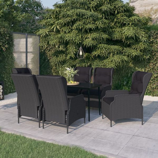 vidaXL 7-teilig Garten-Essgruppe Dunkelgrau, 3099658, 8720286916322
