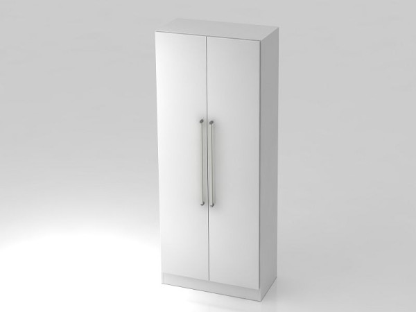 Hammerbacher Garderobenschrank 5OH, Sockelblende, Chromgriff Weiß/Weiß, 80x42x200,4 cm (BxTxH), V7200/W/W/CE