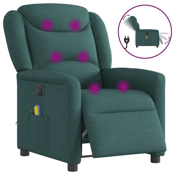 vidaXL Massagesessel Elektrisch Dunkelgrün Stoff, 3303190