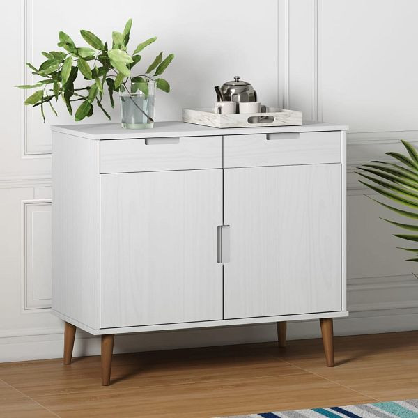vidaXL Sideboard MOLDE Weiß 90x40x80 cm Massivholz Kiefer, 350547