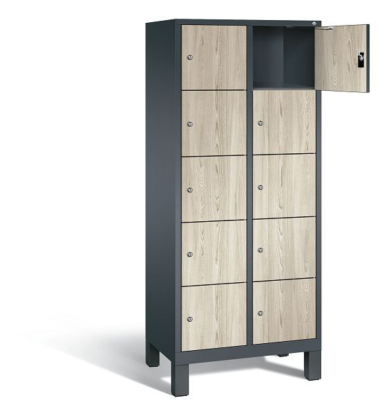 C+P Schließfachschrank Evolo, H1850xB810xT500mm, Farbe: Anthrazitgrau / Dekor Sen-Esche, 48010-225 S10143