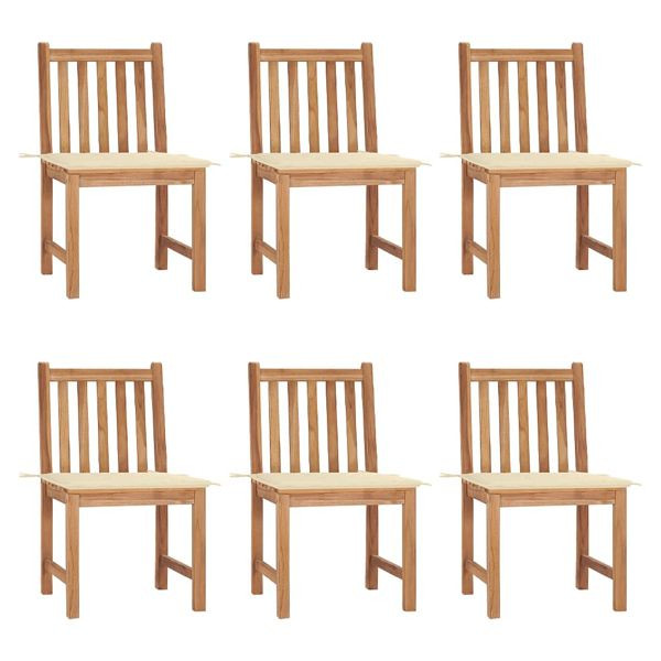 vidaXL Gartenstühle 6 Stück mit Kissen Massivholz Teak, 3073117