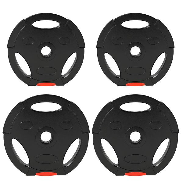SPORTNOW 4er Gewichtsplatten-Set für Training, Fitnessstudio, Heimtraining, Stärke-Training, 2 x 7,5 kg und 2 x 5 kg, Schwarz, A91-364V01BK