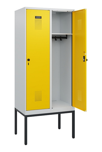 C+P Spind Evolo PLUS, Gestell, 2 Abteile, 1950x800x500mm, 7035/1023, Drehriegel, 0490305-22 S10001