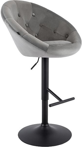 CLP Barhocker London Samt schwarz, grau, 327554, 4255716379667