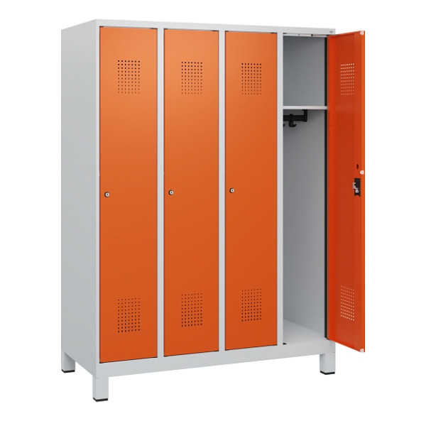 C+P Spind Evolo PLUS, Füße, 4 Abteile, 1630x1200x500mm, 7035/2004, Zylinderschloss, 0490105-40 S10022