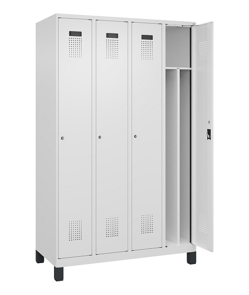 C+P Spind Evolo PLUS, mit Füßen, 4 Abteile, 1950x1200x500mm, 9016/9016, Verschluss Zylinderschloss, 049010-40F S10047
