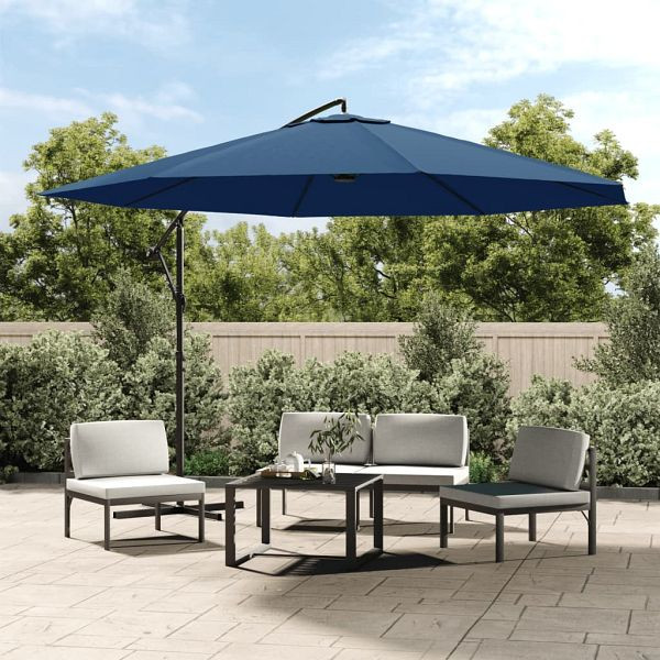vidaXL Ampelschirm mit Alu-Mast 350 cm Blau, 47131