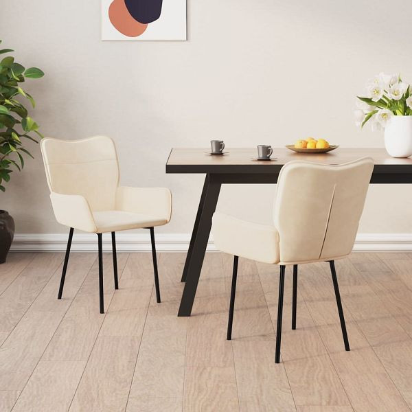 vidaXL Esszimmerstühle 2 Stück Creme Samt (Polyester), 344829