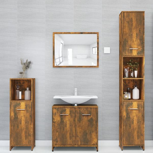 vidaXL Badezimmerschrank Räuchereiche 30x30x183,5 cm Holzwerkstoff, 815519