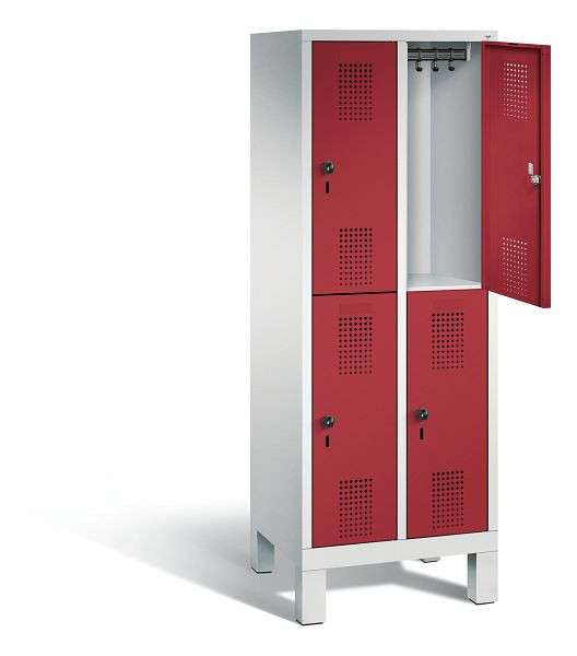 C+P Spind doppelstöckig Evolo, H1650xB610xT500mm, Farbe: Lichtgrau / Rubinrot, 483106-20 S10041