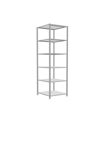 Schulte Grundregal, Steckregal MULTIplus250, 2500 x 750 x 800 mm, 6 Fachböden, Kreuzstrebe, RAL 7035 lichtgrau, 32881-75