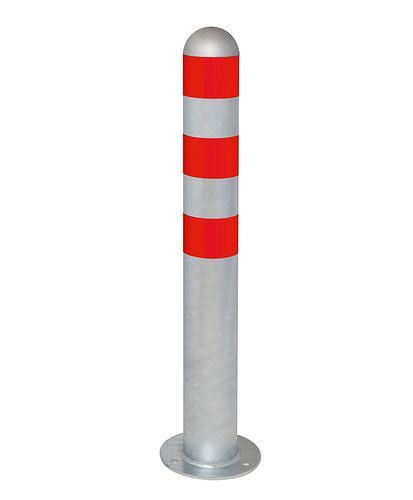 DENIOS Ladesäulen Rammschutz-Poller aus Stahl, H 800 mm, Ringe rot, zum Aufdübeln, 280371
