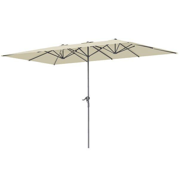 Outsunny Doppelseitiger Schirm, 451 x 264 cm Sonnenschirm mit Kurbelsystem, 12 Metallstreben, Aluminiummast, Cremeweiß, 84D-436V00CW