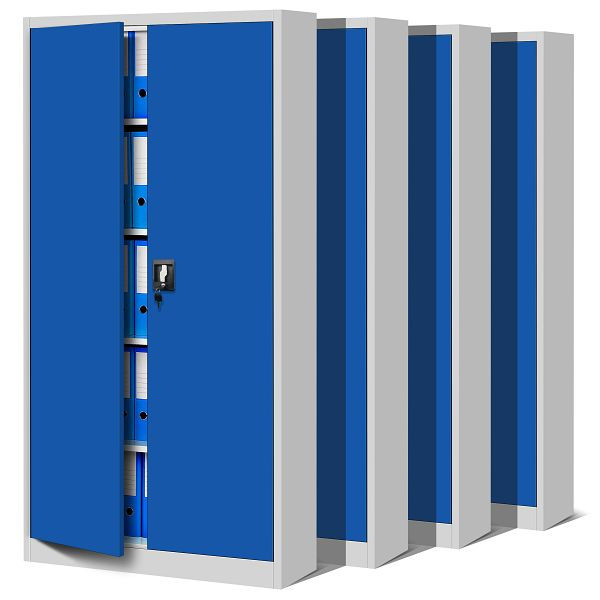 Jan Nowak Set 4x zweitüriger Schrank mit Regalen JAN H, 900 x 1950 x 400 mm, grau-blau, C024