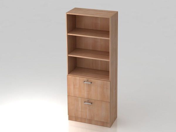 Hammerbacher Schrank 5OH, 2HR, Sockelblende Chromgriff Nussbaum/Nussbaum, 80x42x200,4 cm (BxTxH), V7300/N/N/CE