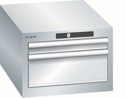 LISTA Schubladenschrank 18x27E (BxTxH) 411x572x283mm KEY Lock, Lichtgrau, 2 Schubladen, Fronthöhen: 50 - 150 mm, 78.400.020
