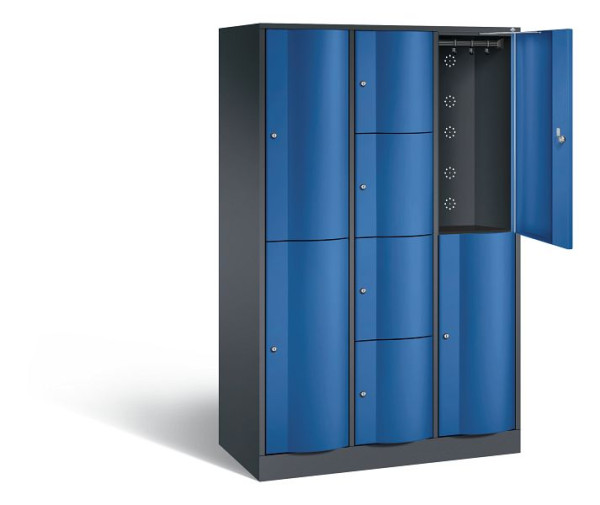 C+P Kombi-Schließfachschrank Resisto, H1950xB1148xT540mm, Farbe: Schwarzgrau / Enzianblau, 8070-3722 S10016